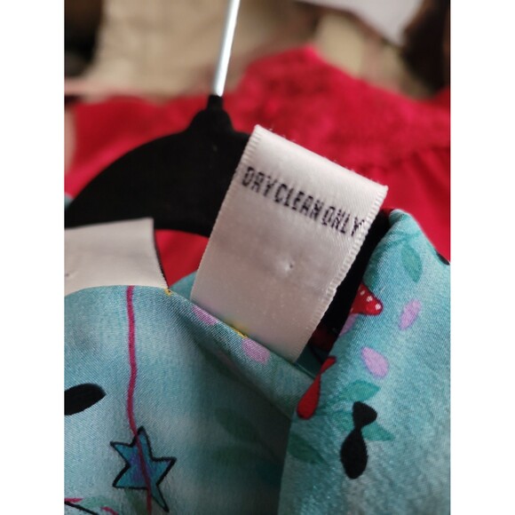 Chico's Blue Silk Fish Print Button Up Shirt Sz L - Picture 5 of 5